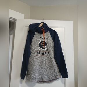 Chicago Bears Womens Crewneck Hoodie Sweatshirt - Navy & Heather Gray
